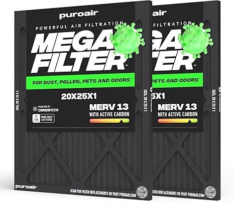PuroAir MegaFilter 20x25x1 MERV 13 HEPA Pets Dander Defense